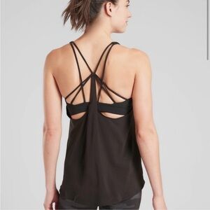 Athleta Solace Support Top Powervita Black Bra Attached Tank - M